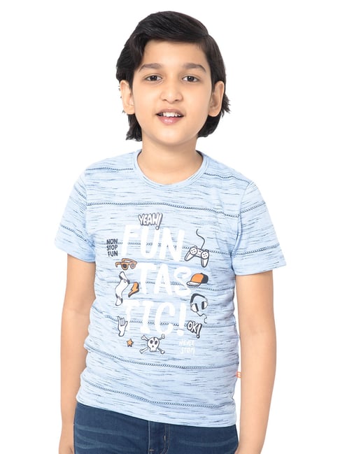 Bodycare Boys Sky Blue Printed T-Shirt