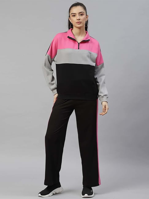 Buy EDRIO Pink Printed Polyester Regular Fit Women's Tracksuit