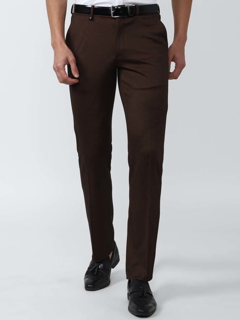 Cliths Black Formal Trouser Business Slim Fit Flat Front Formal Pants For  Men