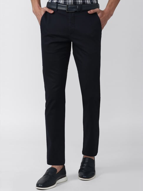 Van Heusen Sport Navy Blue Cotton Slim Fit Trousers