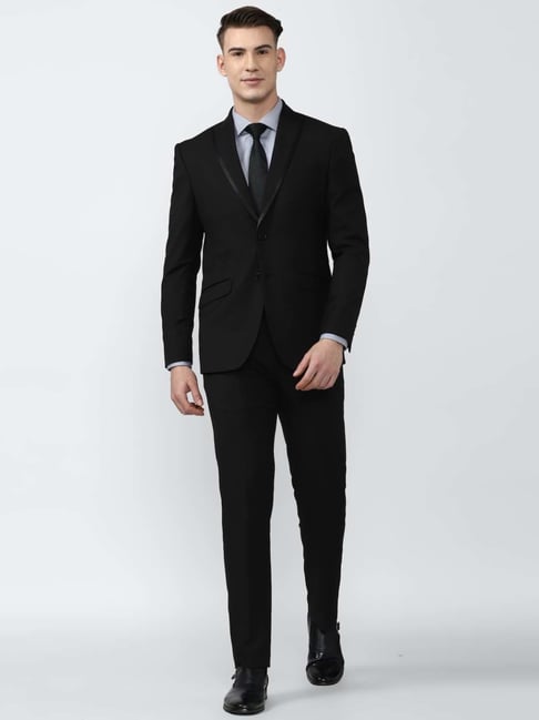 Peter England Elite Black Slim Fit Two Piece Suit