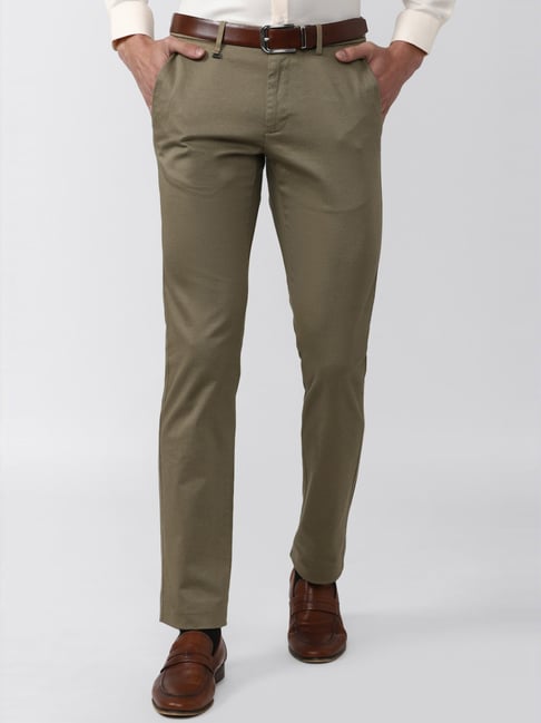 Van Heusen Beige Cotton Slim Fit Trousers