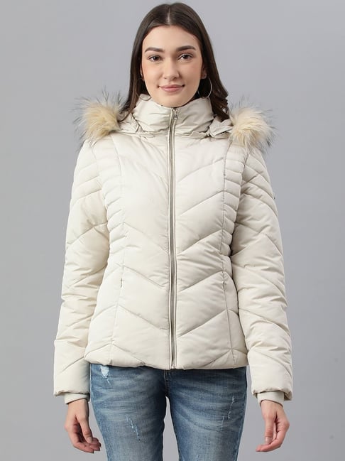 Women's Isla Puffer Jacket in Off White - Save The Duck