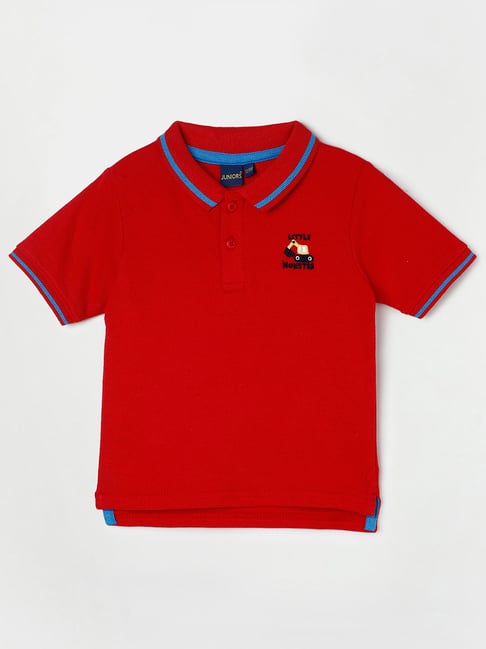 Juniors by Lifestyle Red Solid Polo T-Shirt