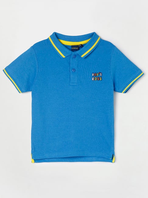 Juniors by Lifestyle Blue Solid Polo T-Shirt