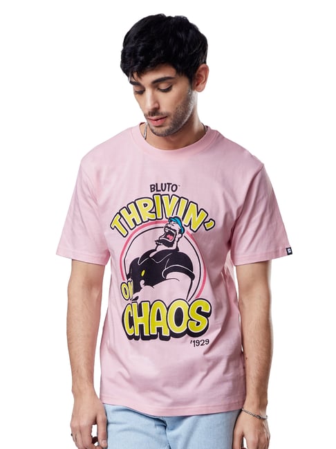 The Souled Store Pink Relaxed Fit Popeye: Thriving On Chaos T-Shirt