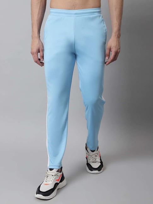 Jainish Mid Blue Tapered Fit Striped Trackpants-picture-25