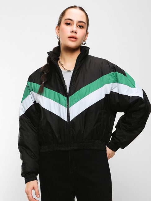 Buy Forever 21 White & Black Color Block Windbreaker Jacket for Women  Online @ Tata CLiQ