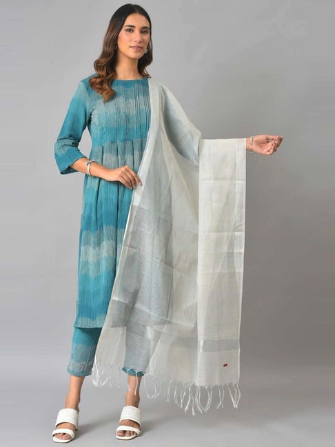 W Silver Plain Dupatta