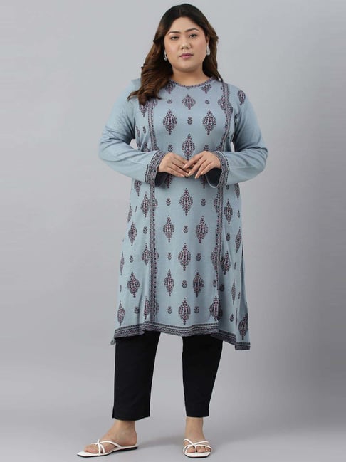 Buy online Olive Self Design Straight Woolen Kurta from Kurta Kurtis for  Women by V-mart for ₹679 at 35% off | 2024 Limeroad.com