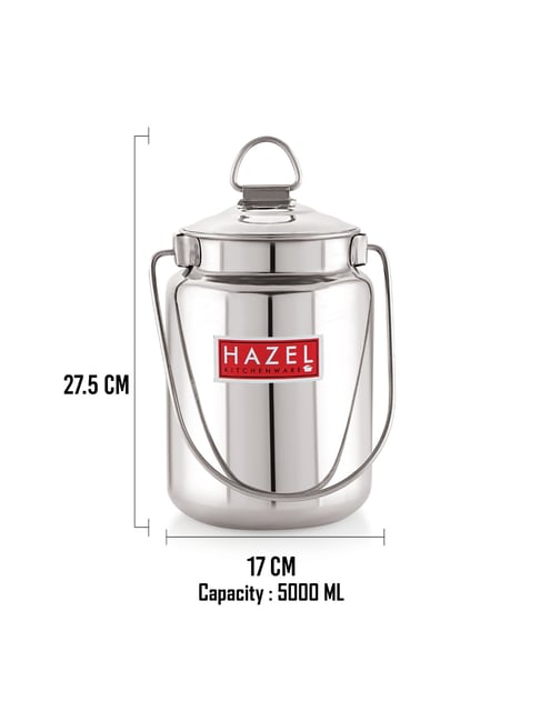 Buy HAZEL Silver Stainless Steel Ghee Oil Milk Container (5 L) at