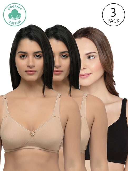 Basic Organic Pack of 2 girls' natural cotton bras without underwire White
