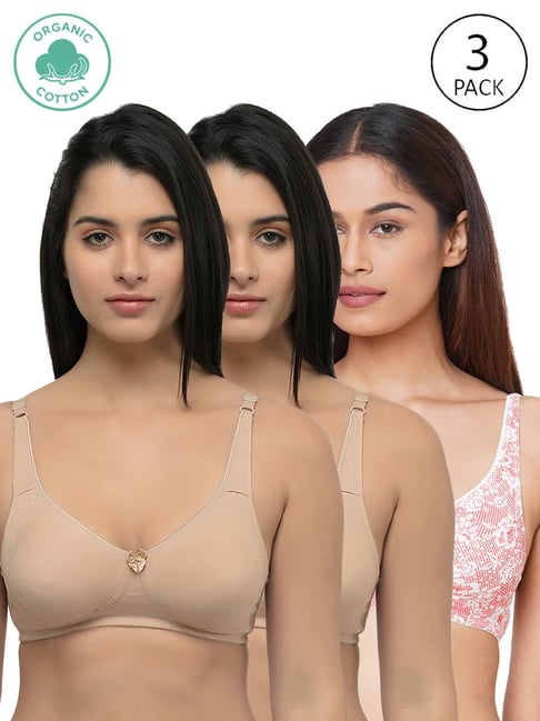 Buy Inner Sense Beige & Pink Floral Print Bra - Pack of 3 for Women's  Online @ Tata CLiQ