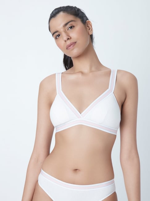 Superstar by Westside White Ribbed Plunge Bra Price in India