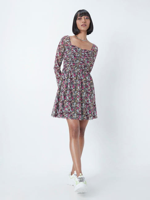 Nuon by Westside Black Floral Printed Dress Price in India