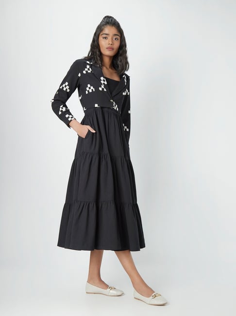 Bombay Paisley by Westside Black Tiered Dress with Jacket Price in India