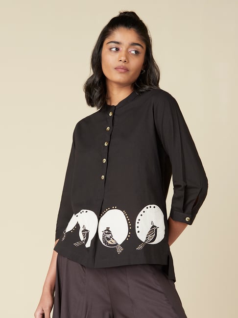 Buy Bombay Paisley by Westside Black Sparrow Print Ethnic Top for