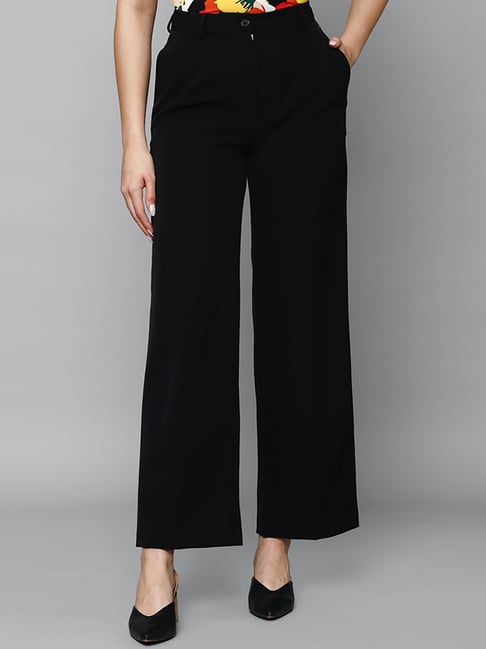 Allen Solly Black Mid Rise Trousers