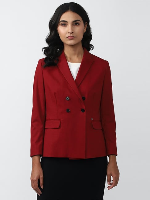 Buy Van Heusen Red Cotton Blazer for Women Online Tata CLiQ