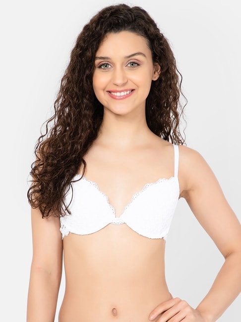 Buy Clovia White Lace Padded Demi Cup Bra for Women's Online @ Tata CLiQ