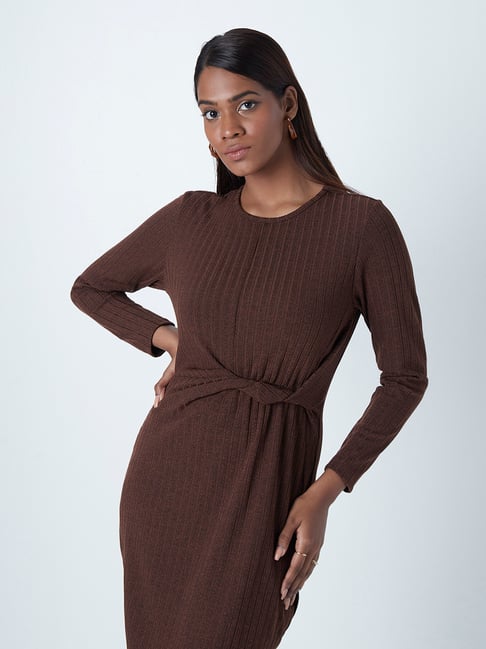 Buy Wardrobe by Westside Dark Brown Knot Dress for Online Tata CLiQ