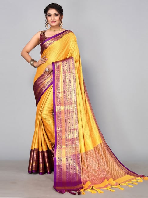 Buy Pink & Yellow Sarees for Women by Shatanuvart Export Online | Ajio.com