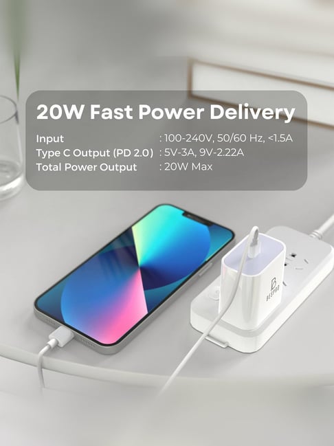 Bespro 20 W A Mobile 20W USB Type C PD Fast Charging Wall Adapter  White