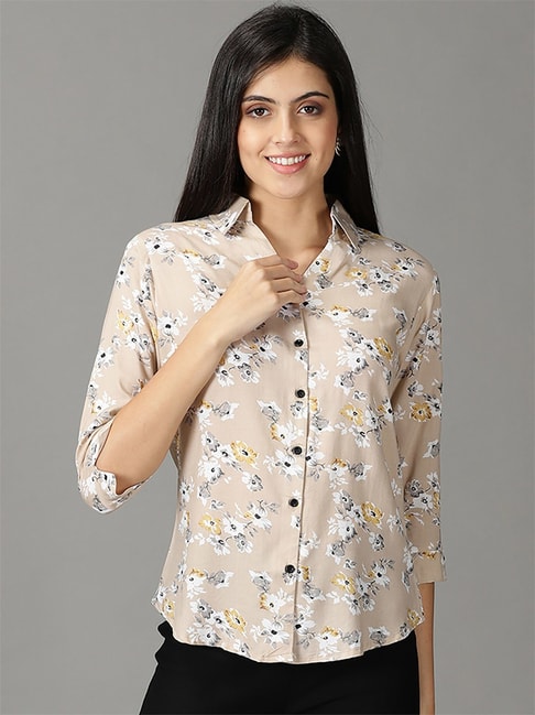 SHOWOFF Beige Floral Print Shirt Price in India