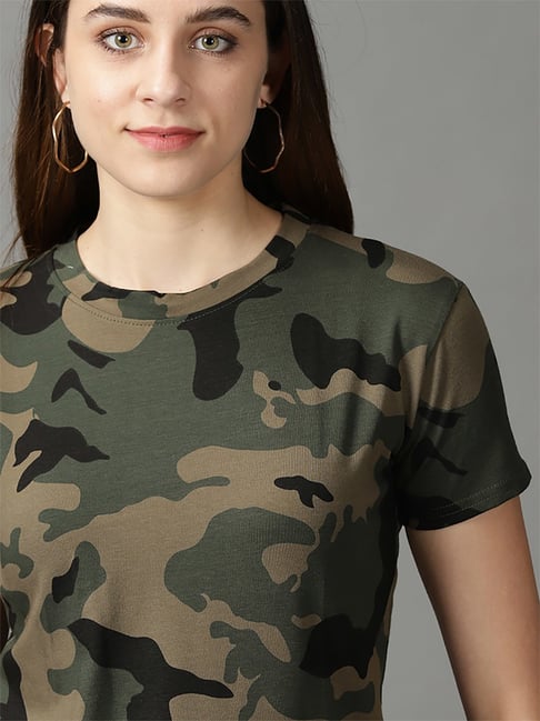 Camo print t shirt womens hotsell