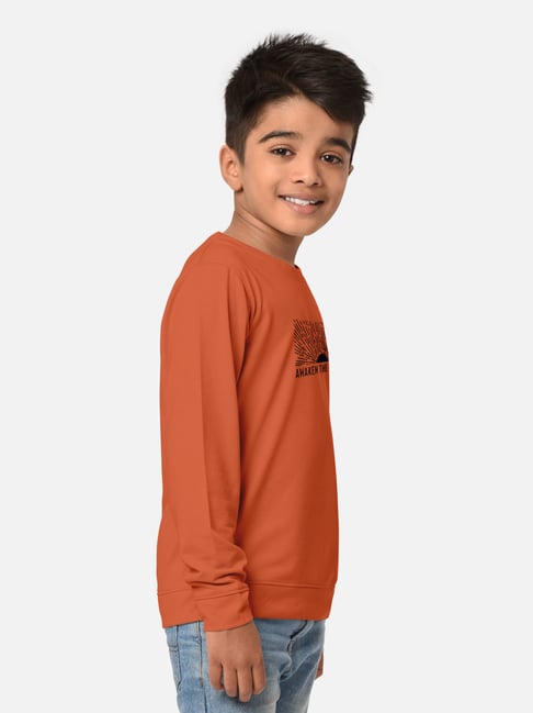 Fame Forever by Lifestyle Kids Wine Cotton Printed Full Sleeves T-Shirt