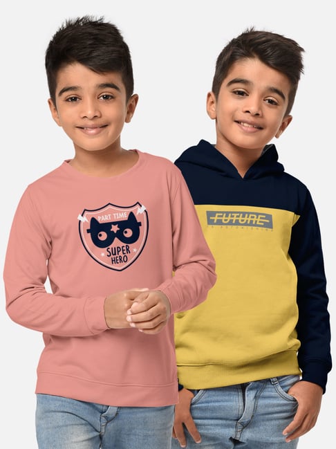 HELLCAT Pink & Yellow Printed Full Sleeves T-Shirt (Pack Of 2)-picture-32