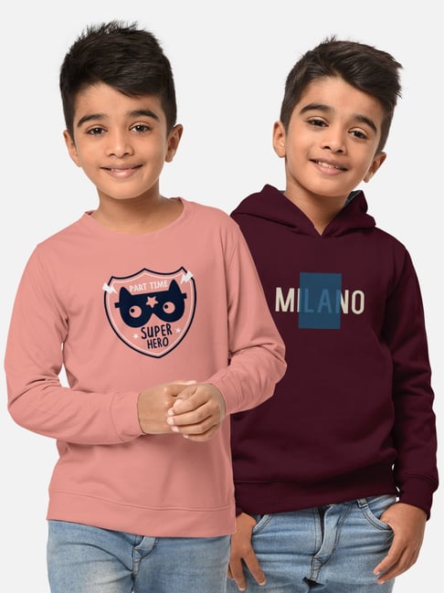 HELLCAT Pink & Wine Printed Full Sleeves T-Shirt (Pack Of 2)-picture-21