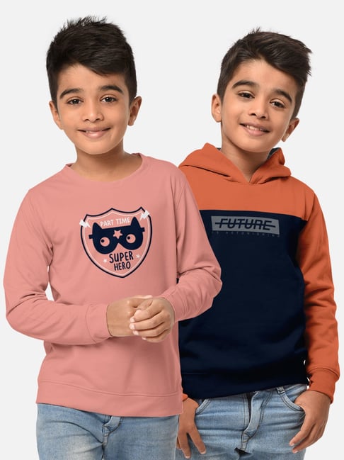 HELLCAT Pink & Navy Printed Full Sleeves T-Shirt (Pack Of 2)-picture-22