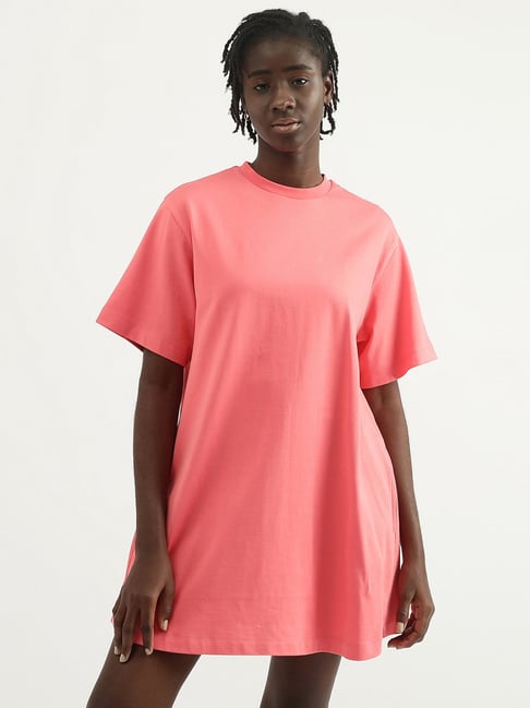 United Colors of Benetton Coral Cotton Shift Dress Price in India