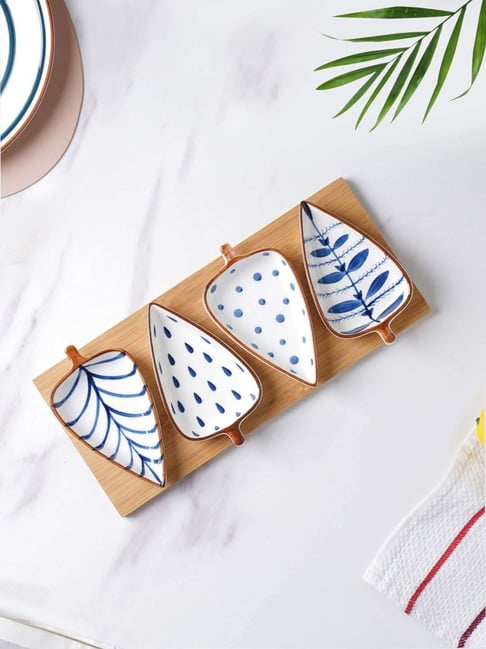 Buy Nestasia Bohemian Blue White Ceramic Tray at Best Price
