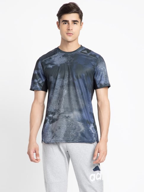 Adidas Blue Slim Fit Printed Sports T-Shirt-picture-30