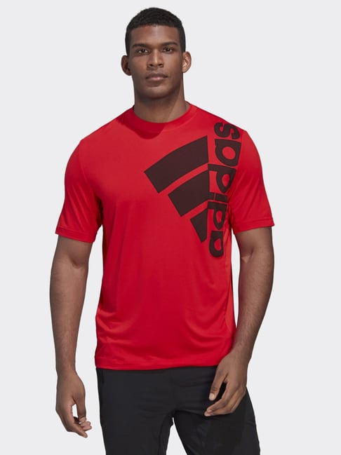 Mens red cheap adidas t shirt