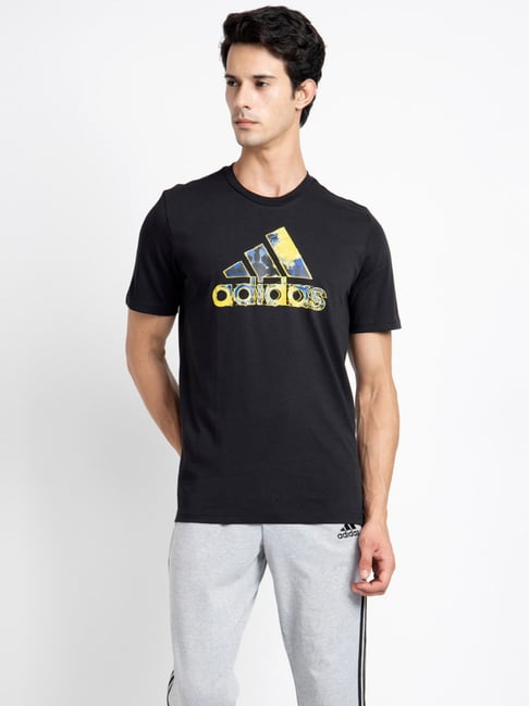 Adidas Black Cotton Regular Fit Printed Sports T-Shirt-picture-21