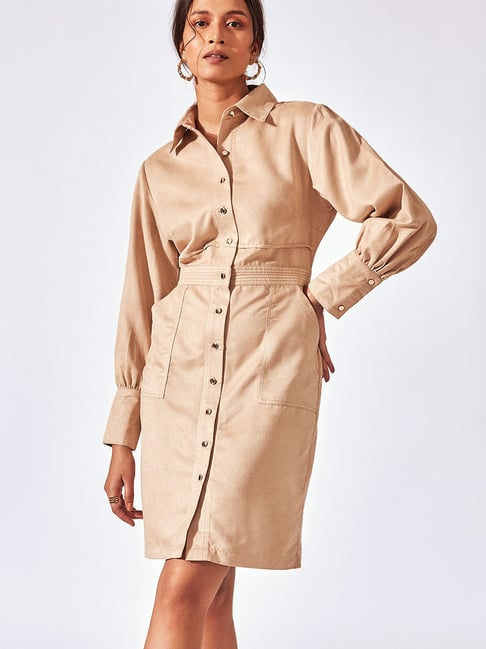 The Label Life Cream Shirt Dress Price in India