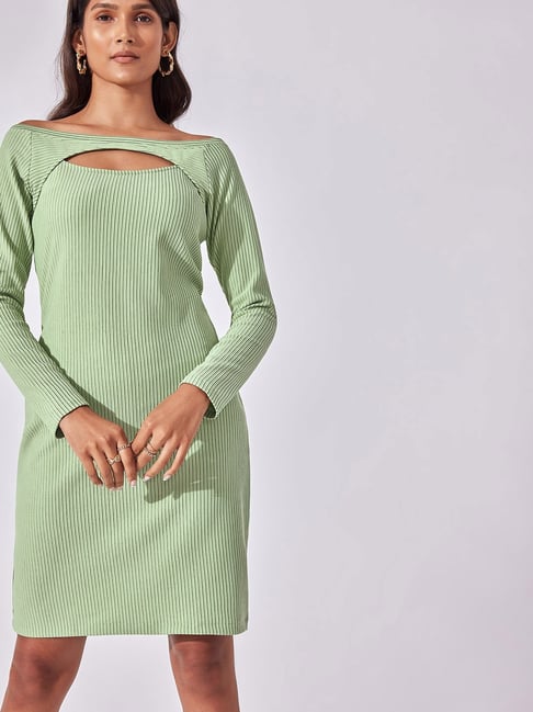 The Label Life Mint Green Striped A Line Dress Price in India