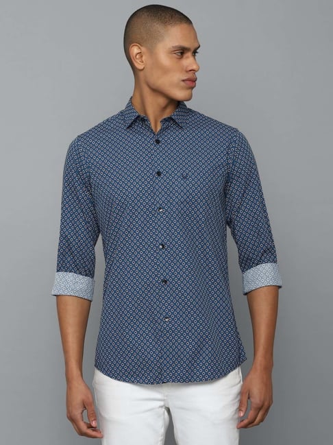 Buy Allen Solly White & Blue Cotton Regular Fit Printed Shirt for Mens  Online @ Tata CLiQ