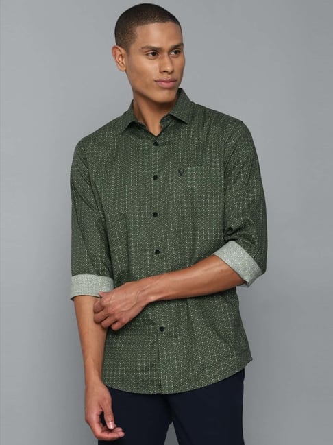 Buy Allen Solly Green Cotton Slim Fit Printed Shirts For Mens Online @ Tata  Cliq