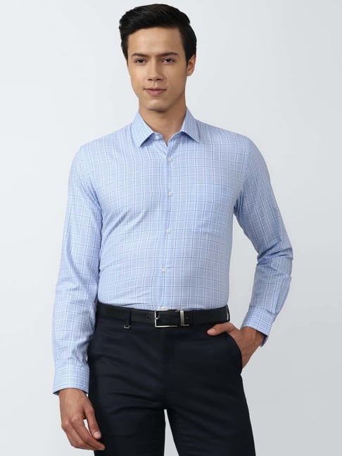 Peter England Blue Slim Fit Checks Shirt-picture-47