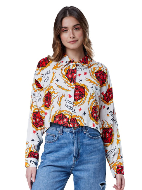 The Souled Store White Stranger Things: Fireball Printed Shirt Price in India