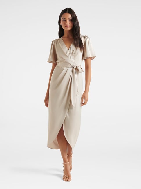 V Neck Wrap Dress Silver Buy Purple Dresses For Women By FABALLEY