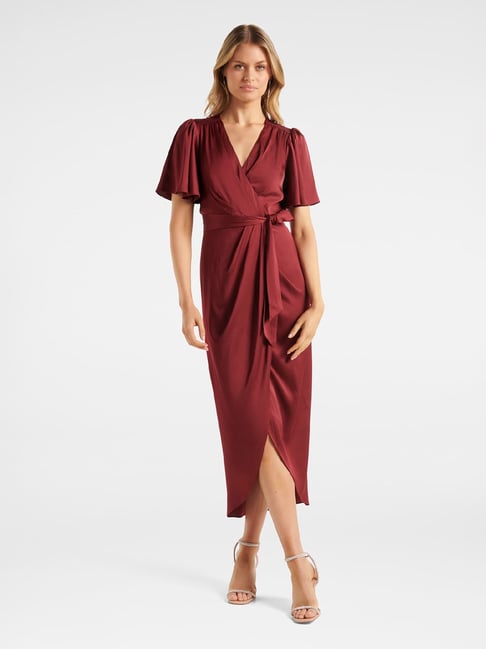 Forever New Dark Red Wrap Dress