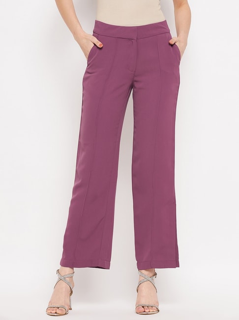 Buy Van Heusen Purple Straight Fit Trousers for Women Online  Tata CLiQ