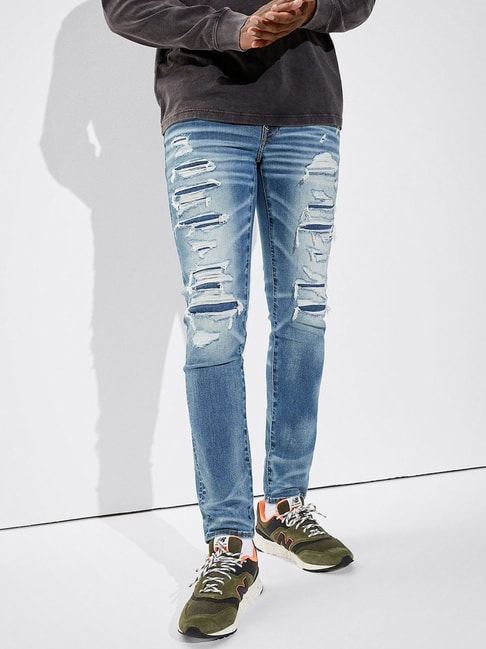 Buy American Eagle Outfitters Denim Blue Cotton Distressed Jeans for Mens  Online @ Tata CLiQ