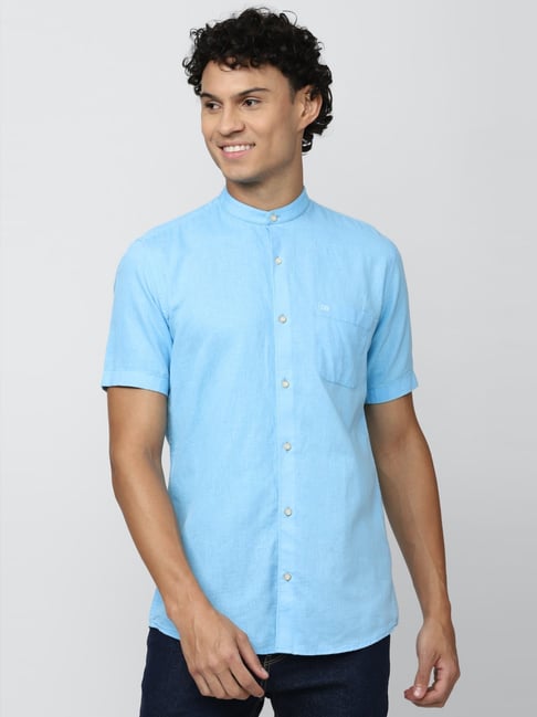 Buy Peter England Casuals Blue Slim Fit Shirts for Mens Online