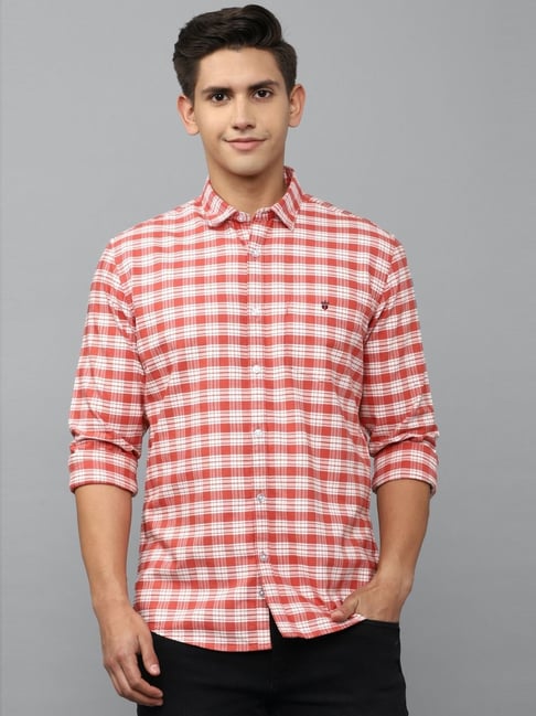 Buy Louis Philippe Jeans Red Cotton Slim Fit Checks Shirts for Mens Online  @ Tata CLiQ
